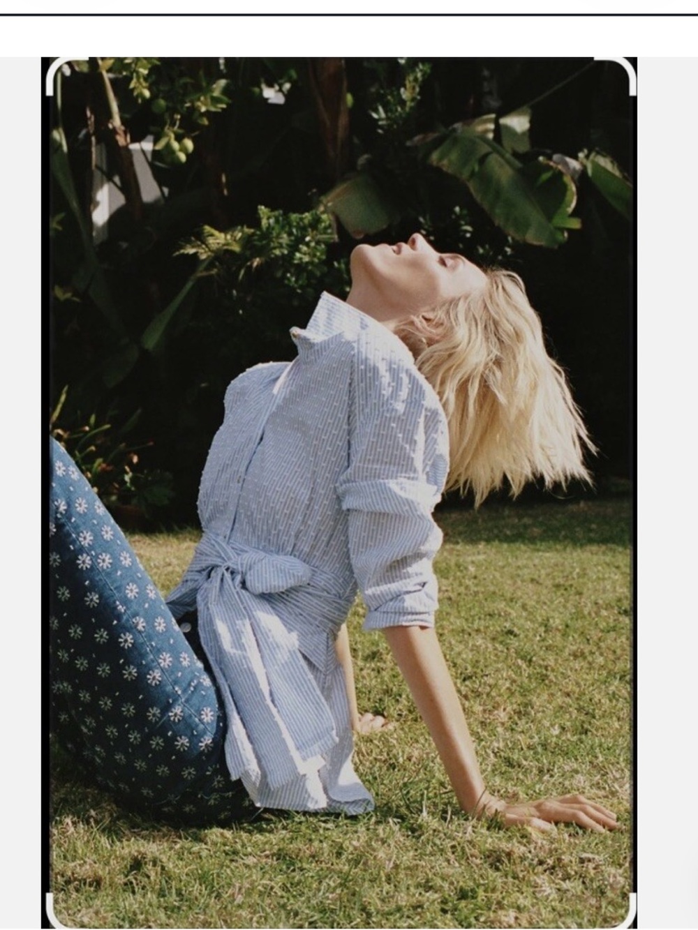 Maeve (Anthro) Blue Stripe Tie-Waist Blouse